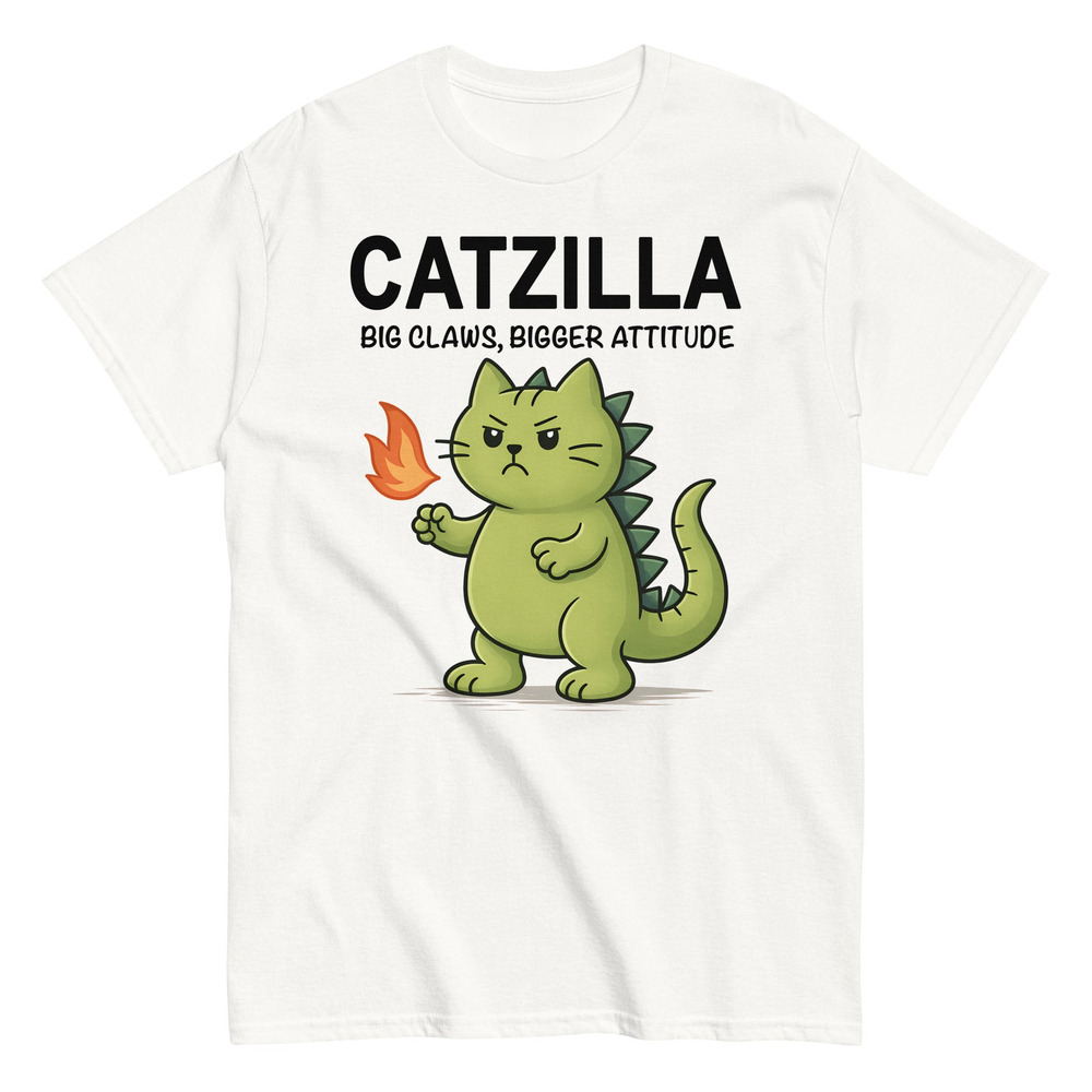 Catzilla T Shirt Funny Cat Cartoon Cryptid Monster Parody